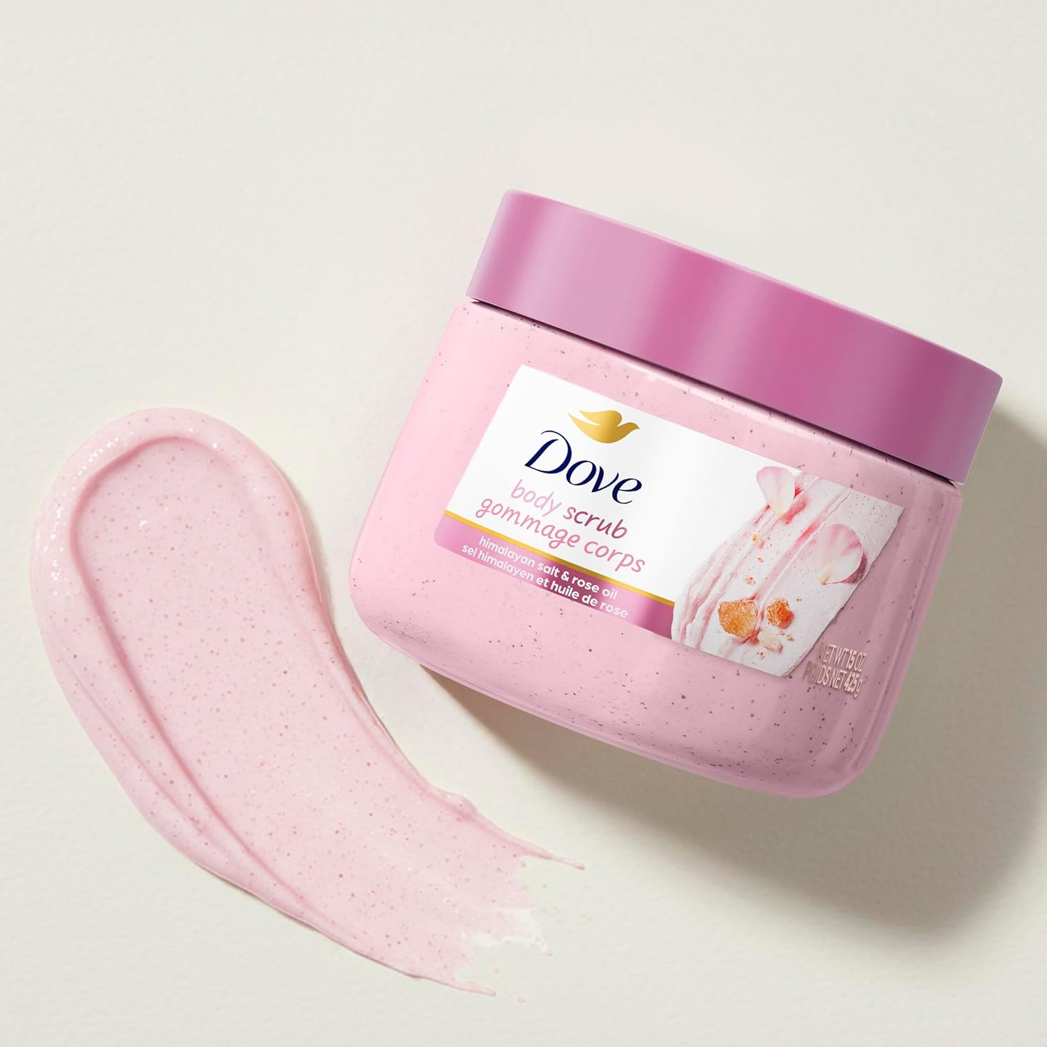 Dove Himalayan Salt & Rose Oil Body Scrub Exfoliates and Deeply Nourishes for Smooth, Radiant Skin 15 oz Visit the Dove Store