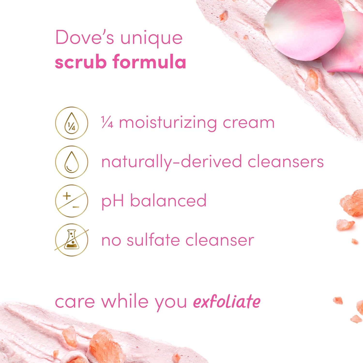 Dove Himalayan Salt & Rose Oil Body Scrub Exfoliates and Deeply Nourishes for Smooth, Radiant Skin 15 oz Visit the Dove Store