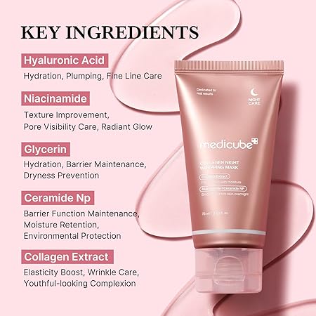Medicube Collagen Night Wrapping Peel Off Facial Mask with Jelly Brush