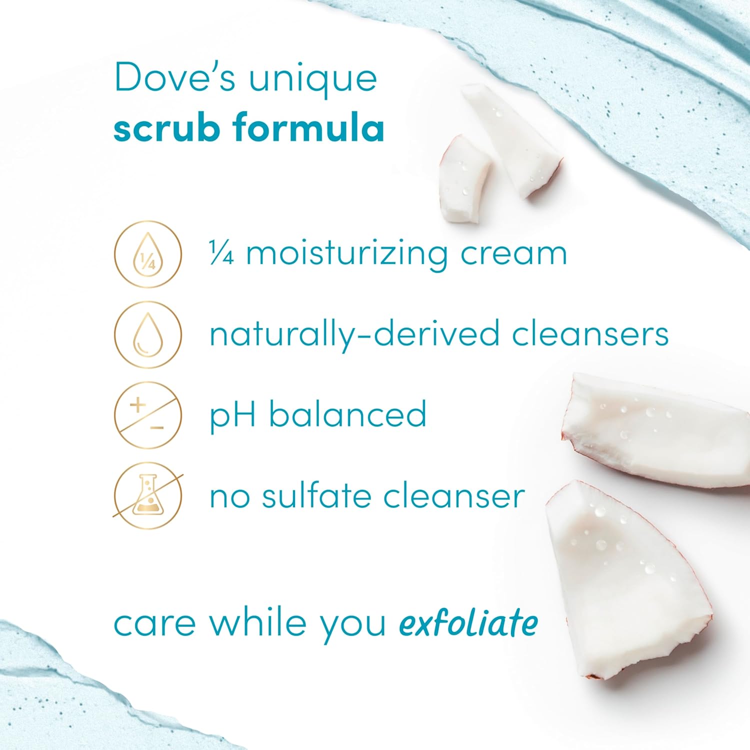 Dove Moisturizing Body Scrub Tropical Coconut For Exfoliated & Hydrated skin 15 oz