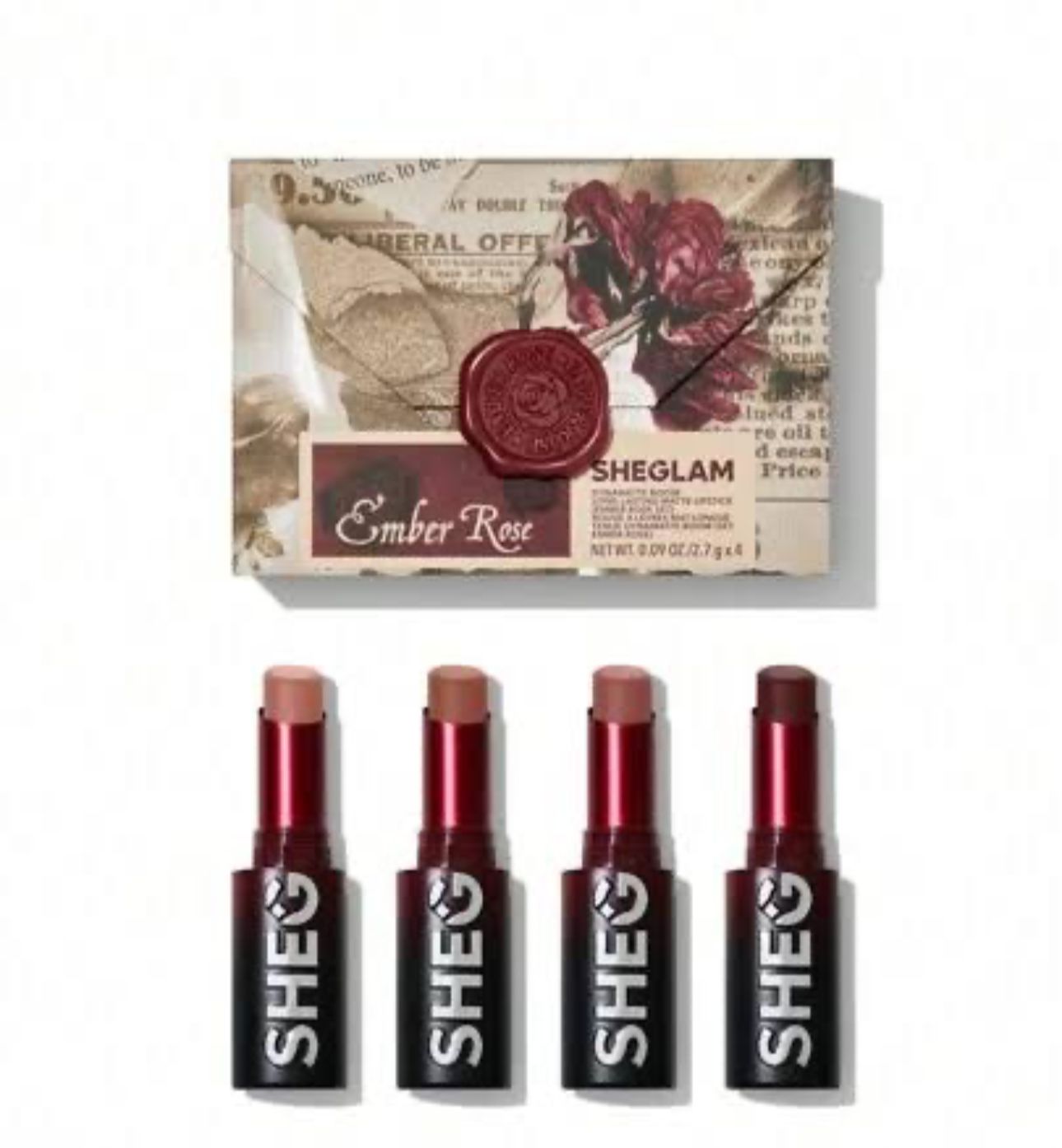 Sheglam Ember Rose Dynamatte Boom Matte Lipsticks 4PCS SET