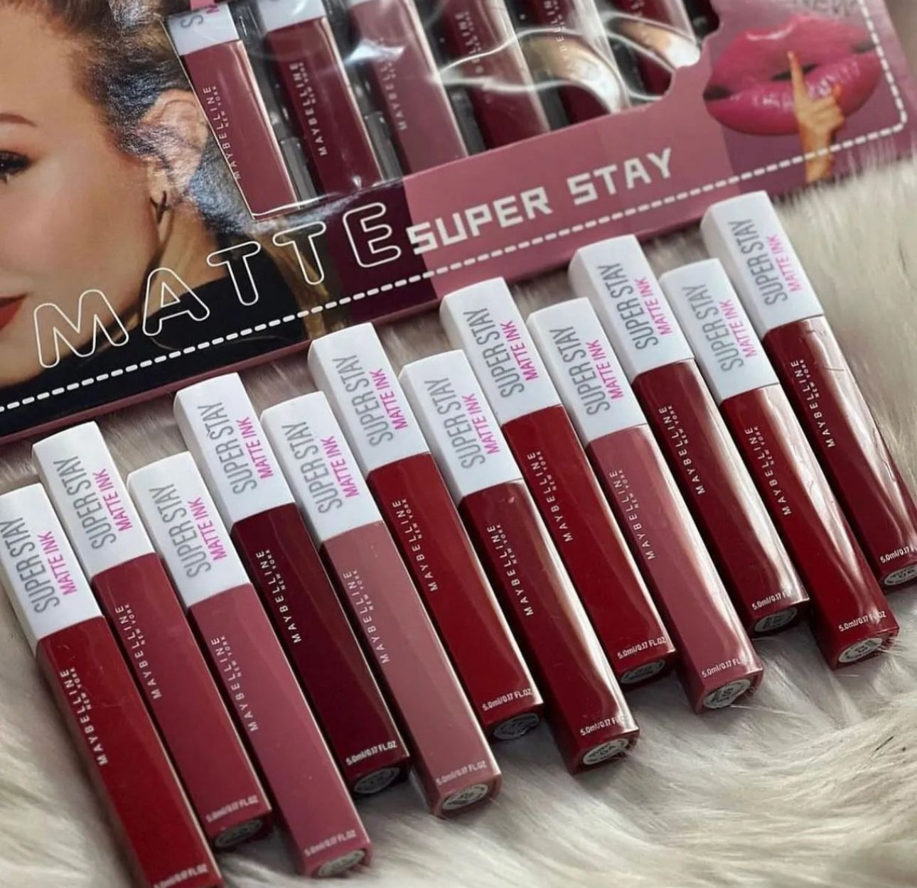 12 Pcs Maybelline Super Stay Matte Ink Lip Gloss with FREE Maybelline Lip Shiner